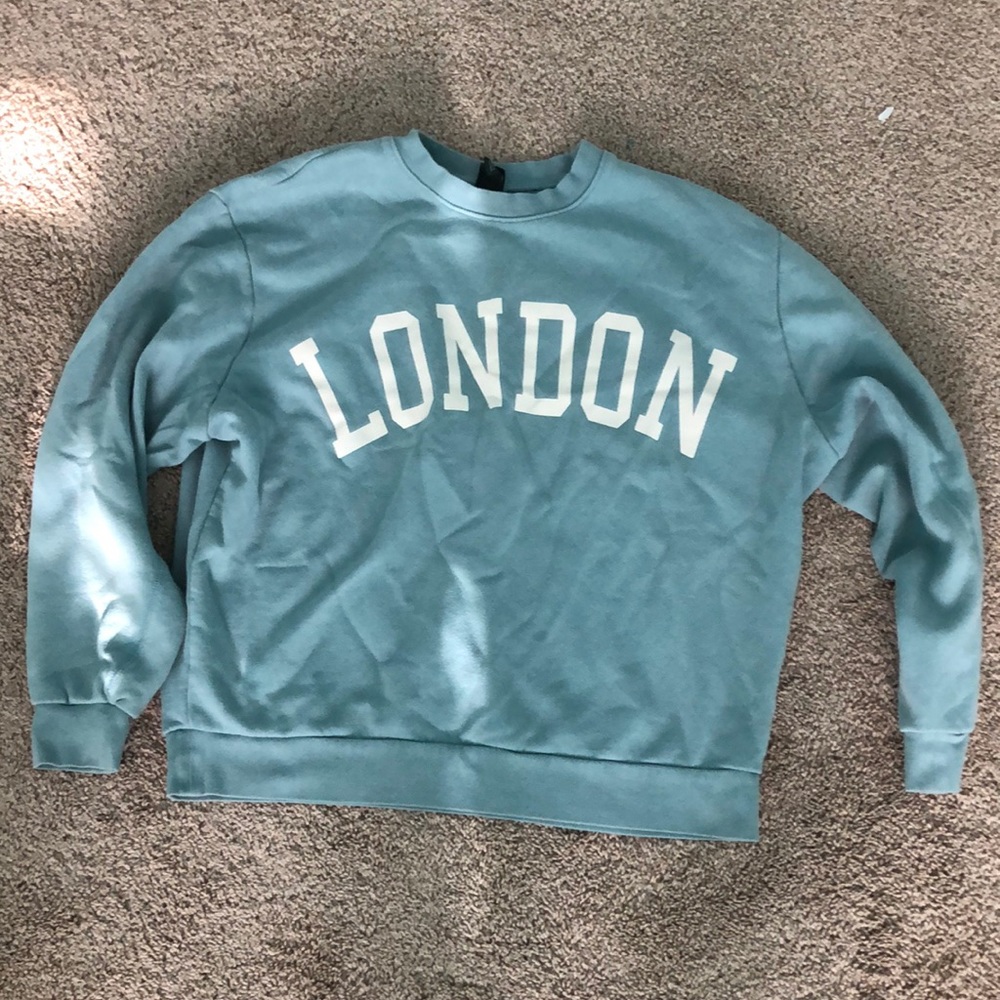 Blue crewneck, London crewneck, hoddie